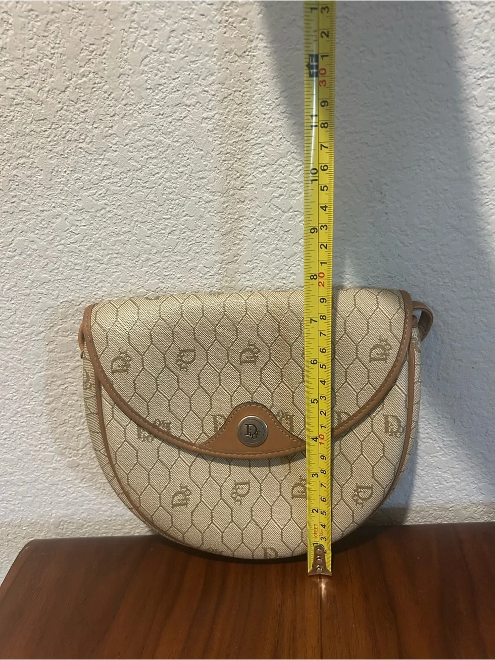 Christian Dior Honeycomb Cream and Tan Monogram Crossbody Bag